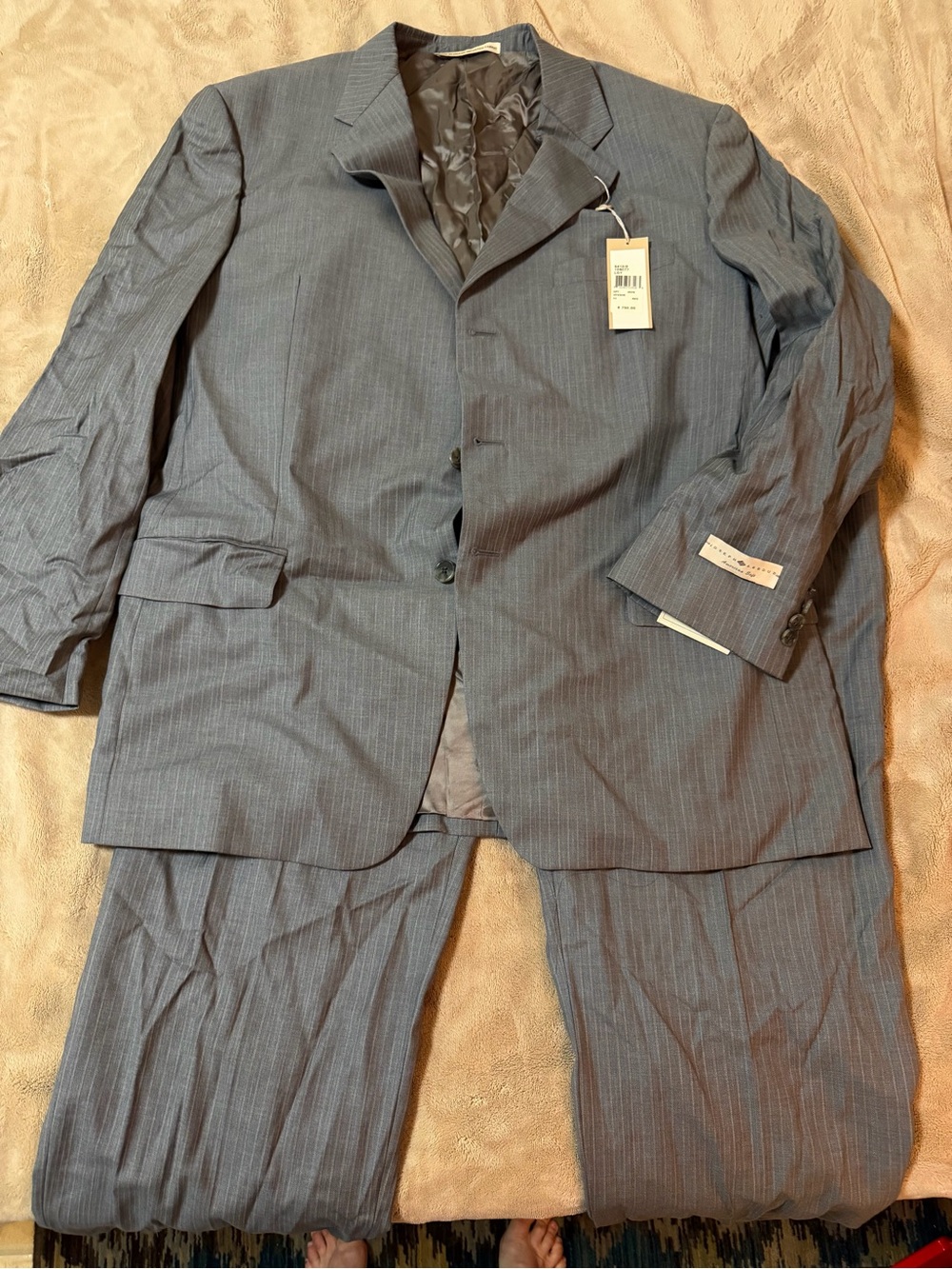 Joseph Abboud Gray Pinstripe Two-Piece Suit Blazer and Trousers